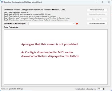 MidiXLate PC configuration app — Download Configuration to MicroSD card dialog